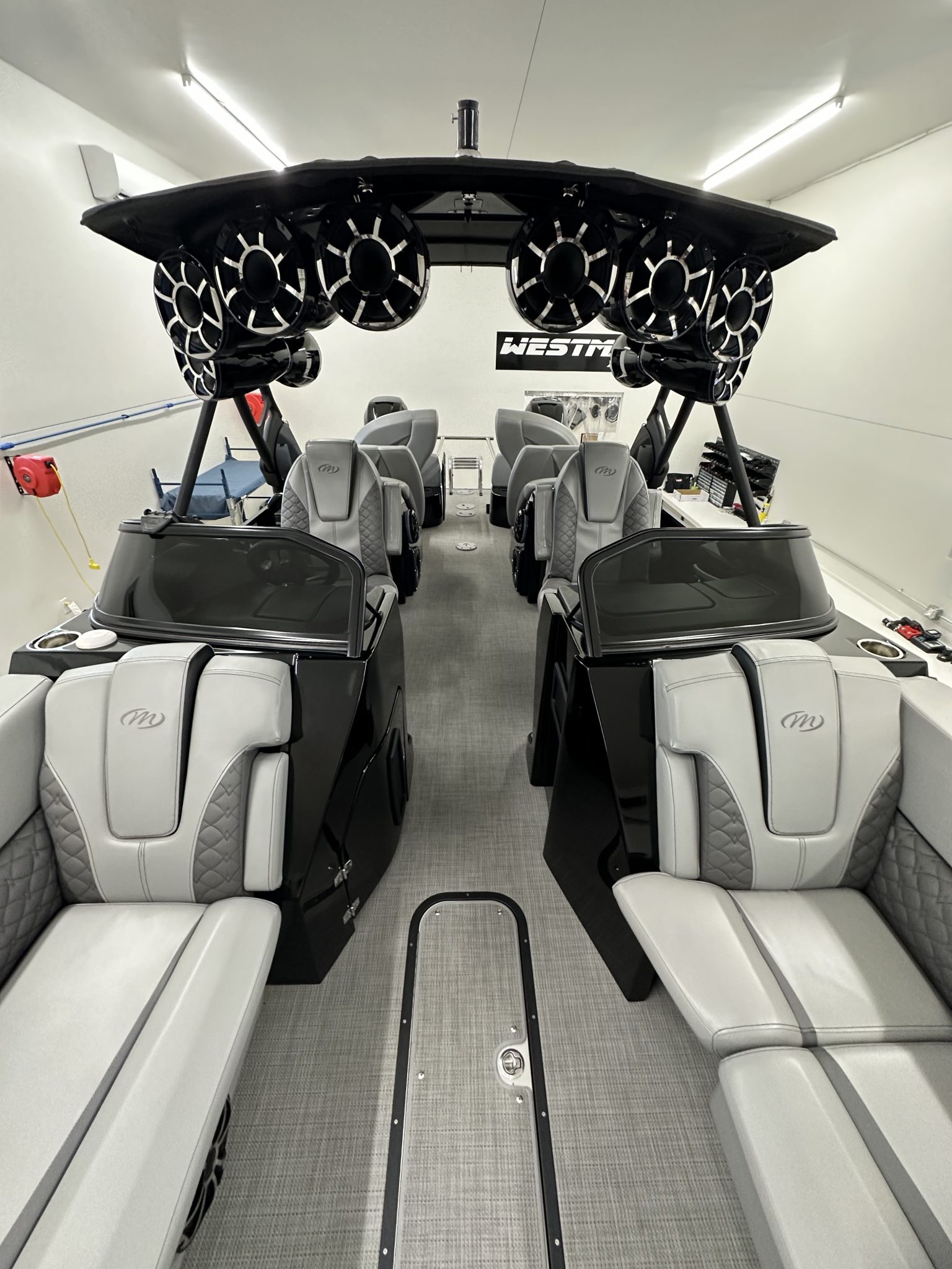 2021 Manitou LX RFXW 27′ shp with Twin 400 Mercury Verado Str8Up Toy